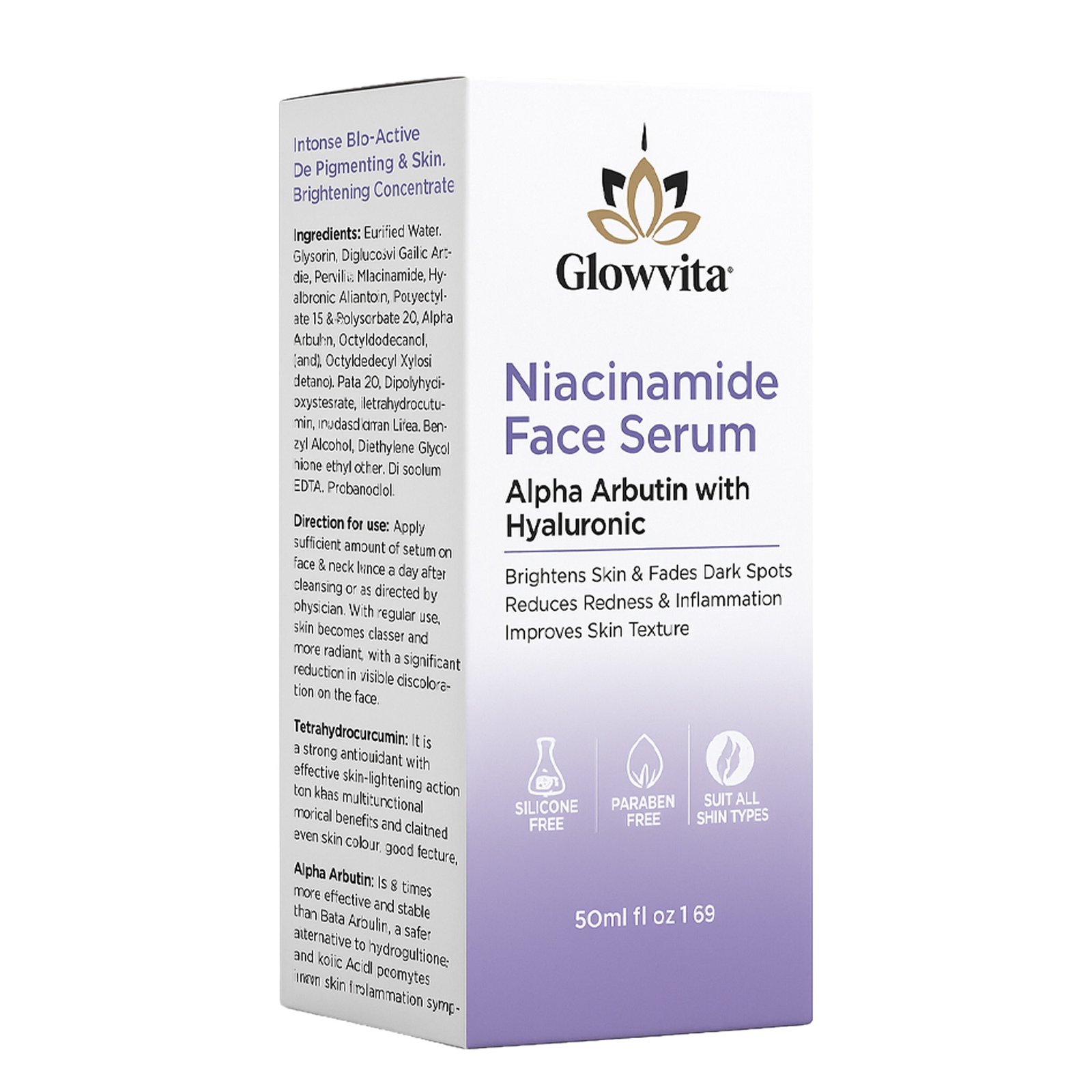 1 copy 2 Glowvita Niacinamide Face Serum with Alpha Arbutin & Hyaluronic Acid – Skin Brightening & Dark Spot Correcting Serum (50 ml / 1.69 fl. oz.) - Image 1