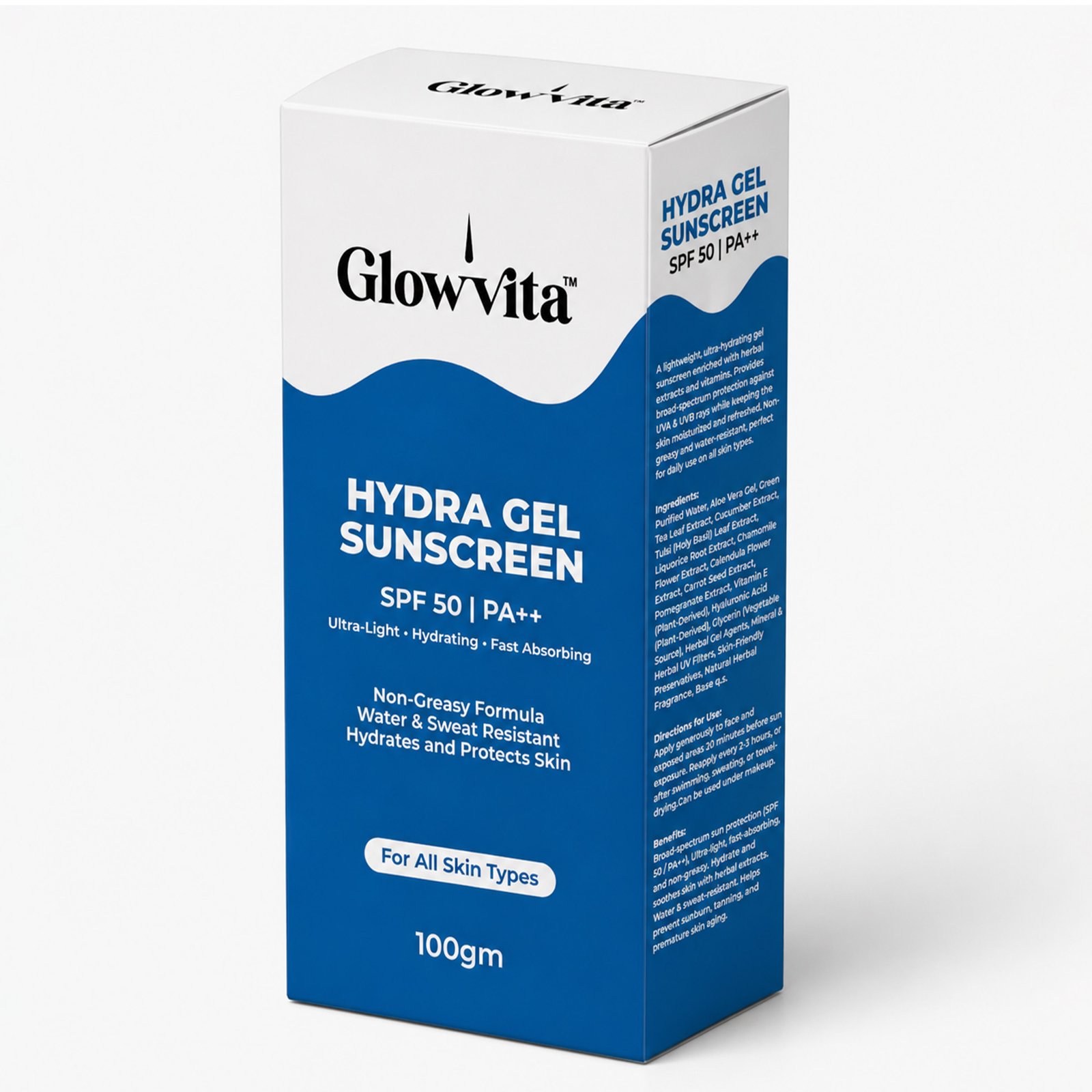2 Glowvita Hydra Gel Sunscreen SPF 50 PA++ – Ultra-Light, Non-Greasy & Water-Resistant Broad Spectrum Sun Protection (100g) - Image 1